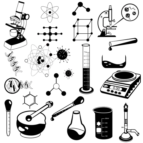 Ciencia colección negro — Vector de stock