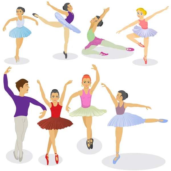 Bailarines de Ballet — Vector de stock