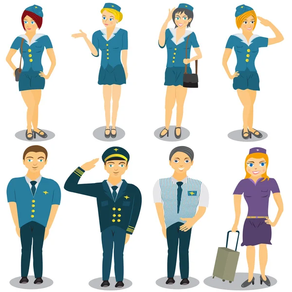 Stewardess vector illustrations — Stock Vector