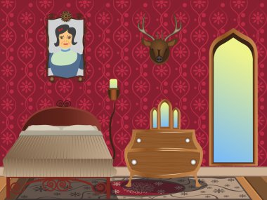 Karikatür iç - yatak odası