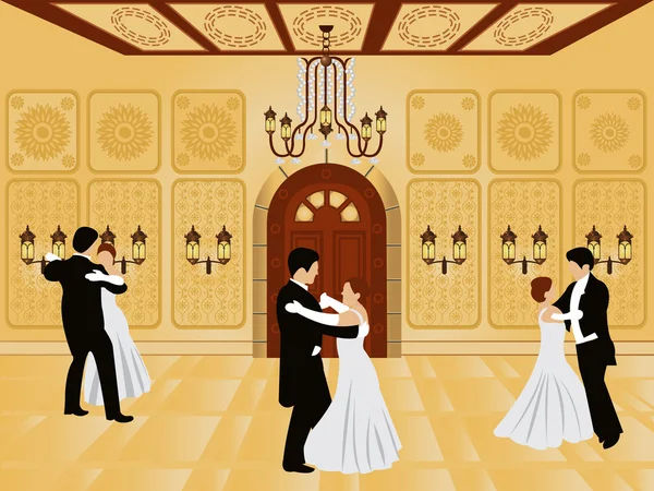 Interior de dibujos animados - salón de baile — Vector de stock