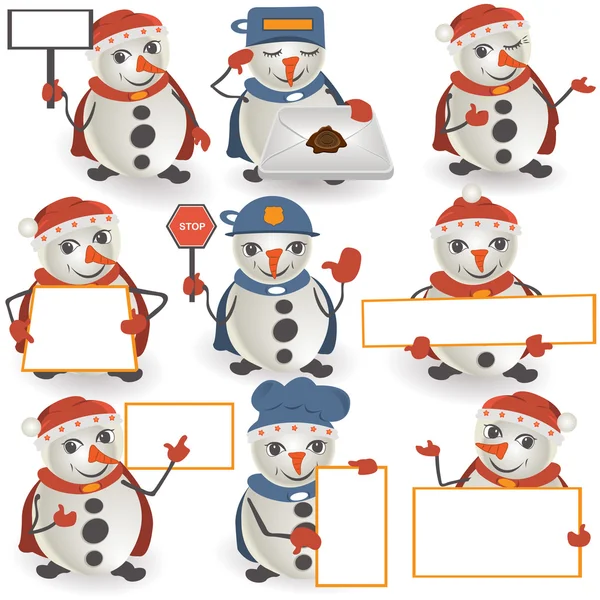 Snowman collection — Stock Vector