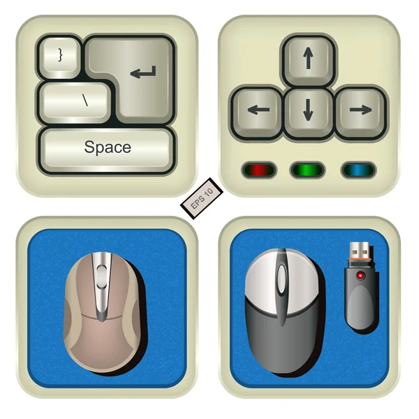 Teclado y ratón iconos . — Vector de stock