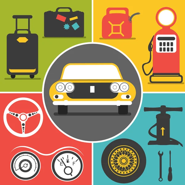 Car travel icons — Stock Vector