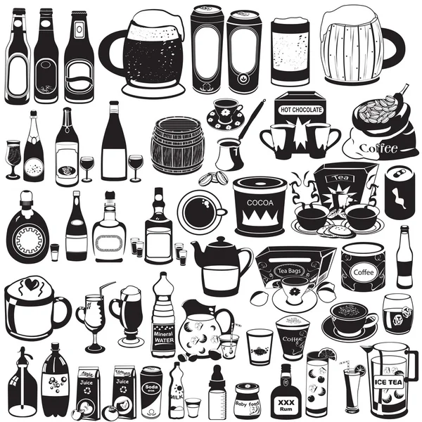 Collection of different drinks — Stock Vector