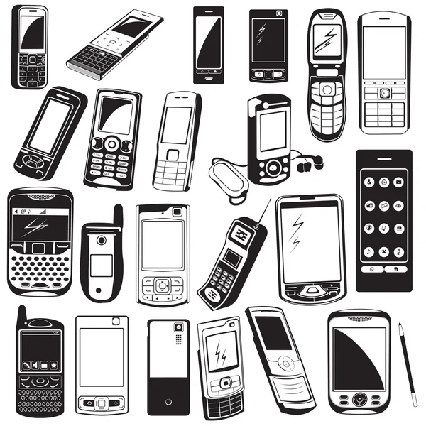 Iconos negros del teléfono celular . — Archivo Imágenes Vectoriales