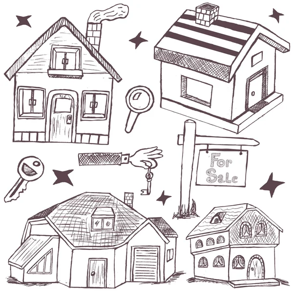 Casas de Doodle — Vector de stock