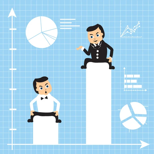 Businessmen on growing charts — Stock Vector