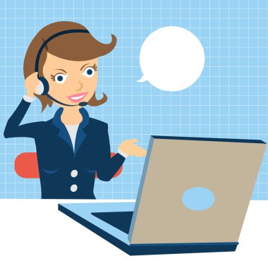 Call center operator at work clipart