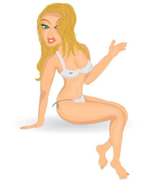 Chica sexy en bikini — Vector de stock