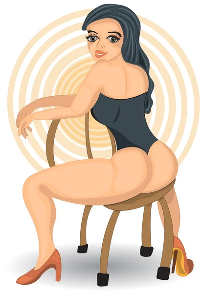 Sexy mujer de pelo oscuro — Vector de stock