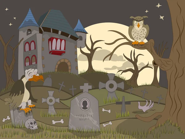 Abandoned graveyard — Stock Vector