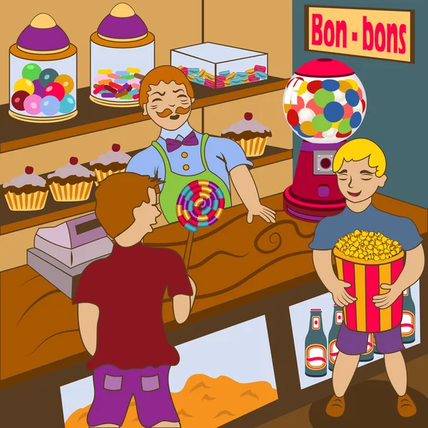 À l'intérieur magasin de bonbons — Image vectorielle