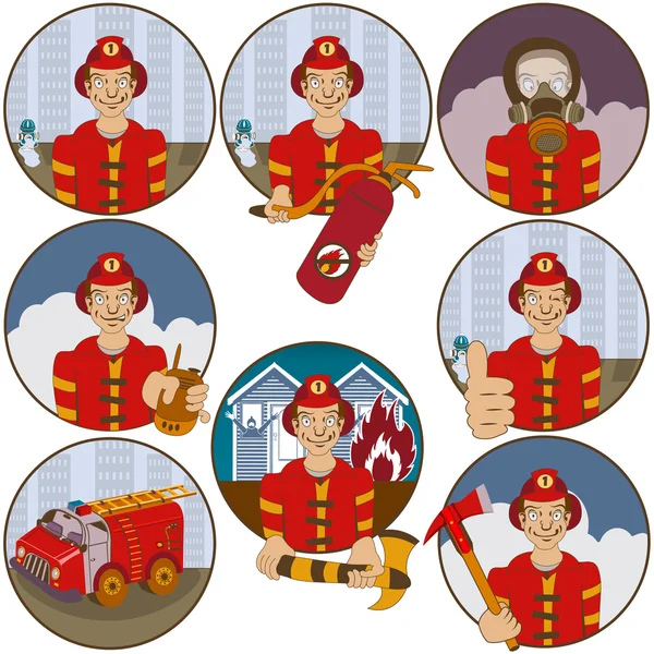 Firefighter stickers — Stock Vector