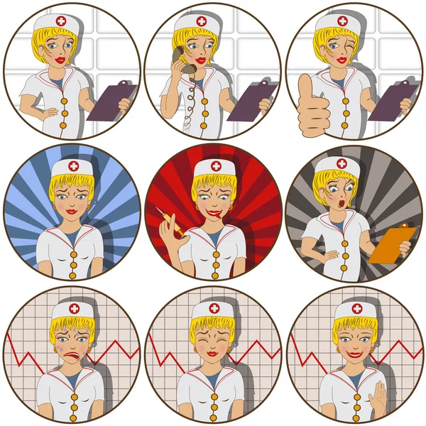 Nurse stickers — Stock Vector