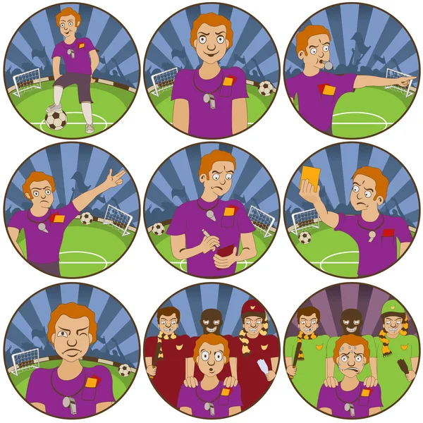 Pegatinas de fútbol árbitro — Vector de stock