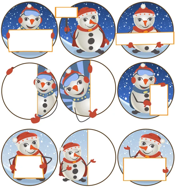 Snowman with banner — Stock Vector