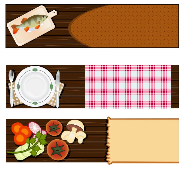 レストランや料理の旗セット — ストックベクタ