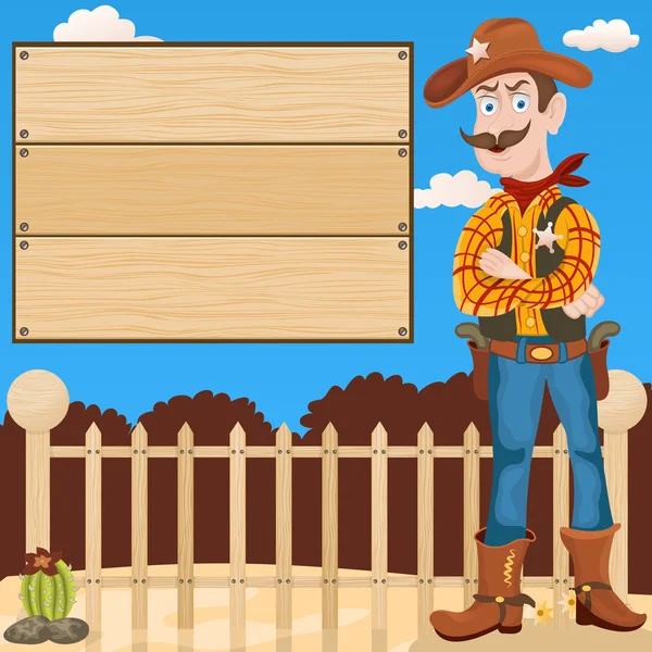Sheriff in front of a banner — Stock Vector