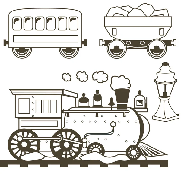 Viejo tren oeste delineado — Vector de stock