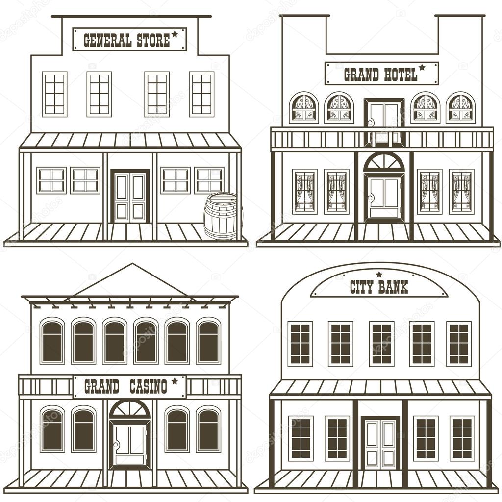 old west buildings outlined 2