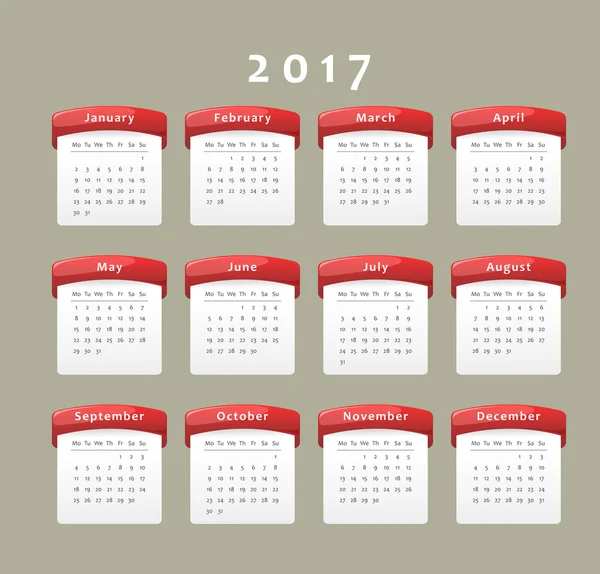 Kalendarz 2017 — Wektor stockowy