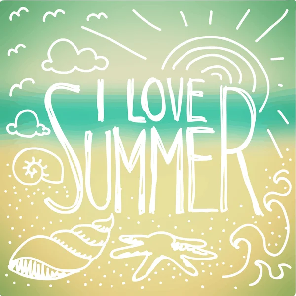 I love Summer doodle Векторная Графика