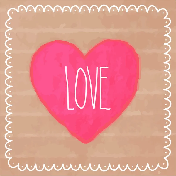 Corazón de acuarela rosa en cartón — Archivo Imágenes Vectoriales