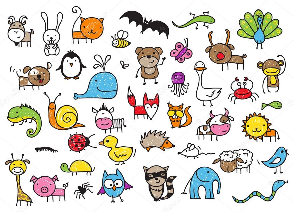Kid's drawings of animals Stock Vector Image by ©zsooofija #70066739 Kid's drawings of animals Stock Vector Image by ©zsooofija #70066739