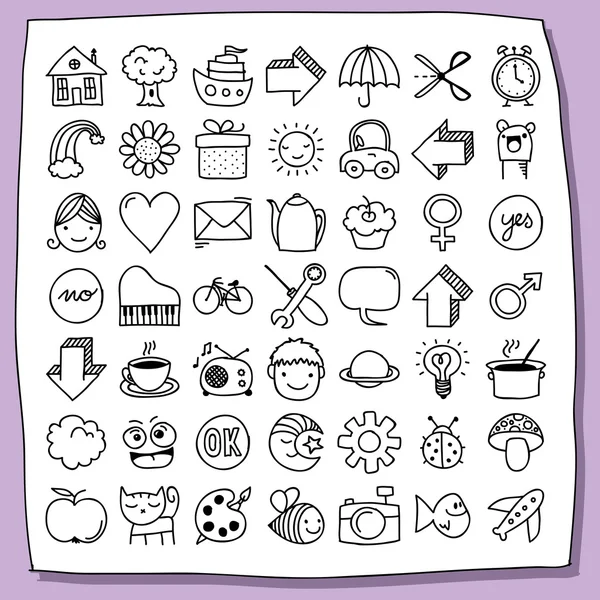 Çocukça doodle Icon set — Stok Vektör