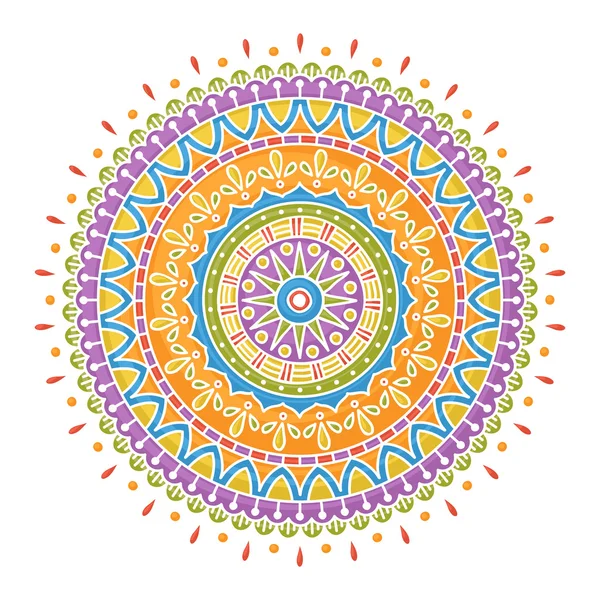 Mandala desenhada à mão colorida — Vetor de Stock