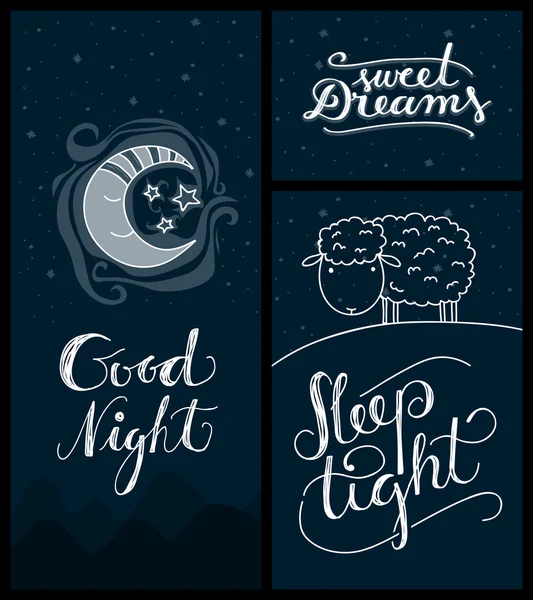 Доброї ночі, солодких снів, спати тугі банери Стокова Ілюстрація