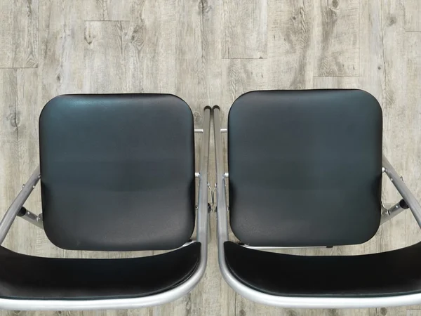 Cadeira dobrável preta — Fotografia de Stock