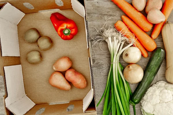水果和蔬菜盒 — 图库照片
