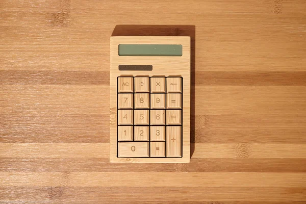 Une Photo Studio Une Calculatrice Bois — Photo