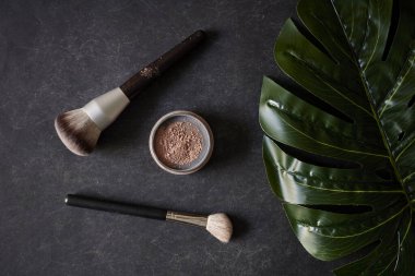 Makyaj fırçalarının stüdyo fotoğrafı.