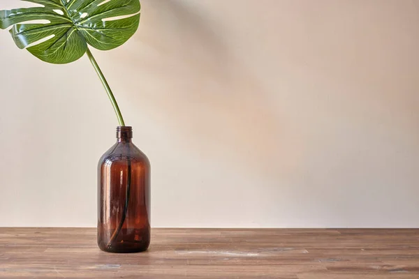 Tropiska Blad Monstera Trä Bakgrund — Stockfoto