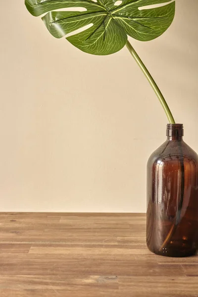 Hojas Tropicales Monstera Sobre Fondo Madera — Foto de Stock