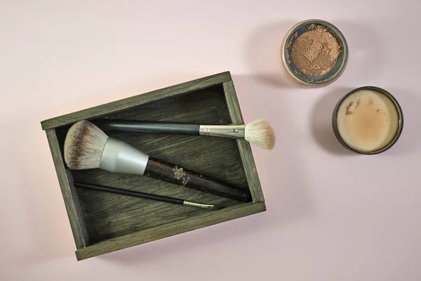 Una Foto Estudio Pinceles Maquillaje —  Fotos de Stock