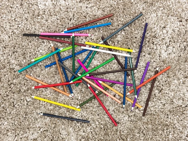 Coloring Pencils on carpet — Stock Photo, Image