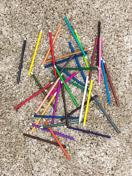 Coloring Pencils on carpet — Stock Photo, Image