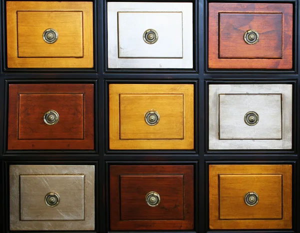 Chest of drawers that are different colors — Stock Photo, Image