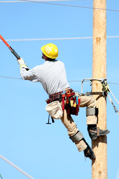 Electrical lineman student working