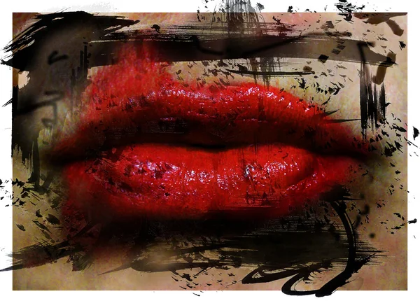 Lippen met een grunge look — Stockfoto