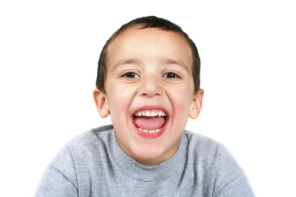Pojke skrattar högt — Stockfoto