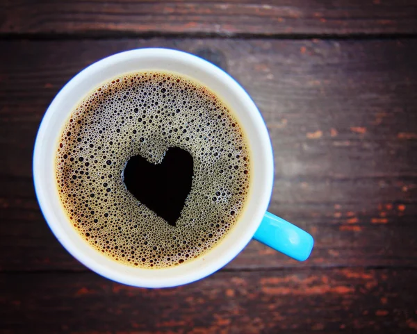 Xícara de café com forma de coração — Fotografia de Stock