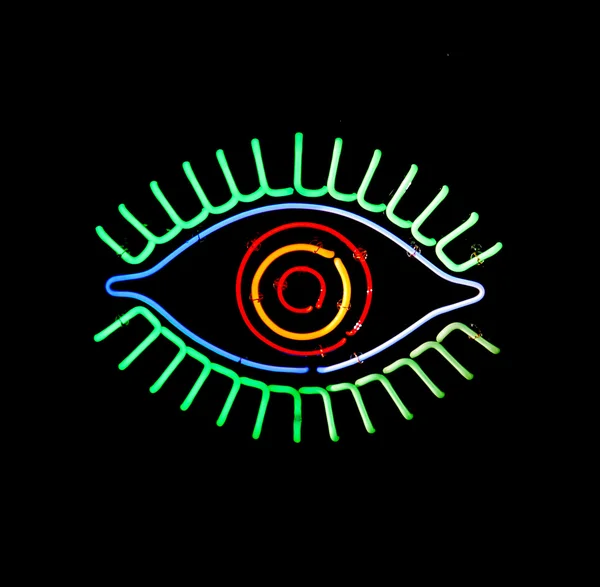 Oko neon świecące — Zdjęcie stockowe