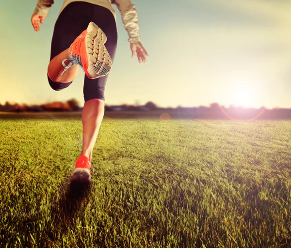 Pair of legs on grass — Stock Photo, Image