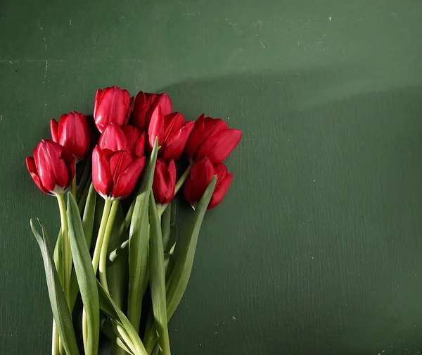 Tulipanes sobre tabla de madera —  Fotos de Stock