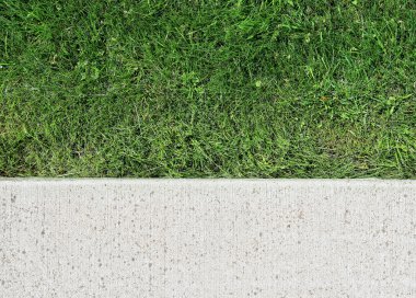Çim arka plan ile çimento duvar